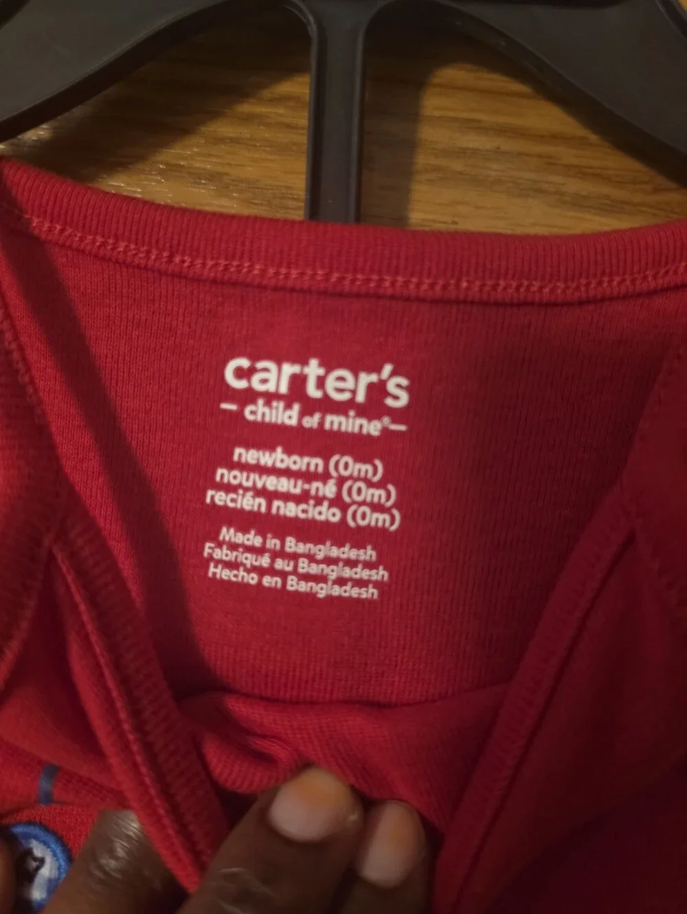 Carter's Red Infant Sleeveless Onesie with Playful Fruit Embroidery